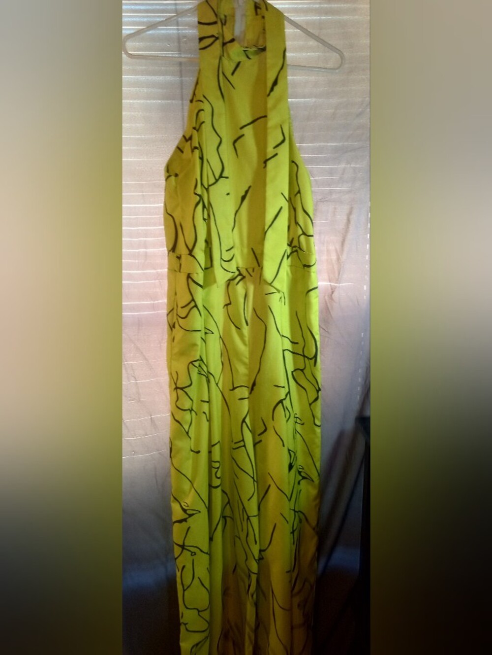 Yellow Halter Maxi Dress with abstract Starlit Stride Jumpsuit